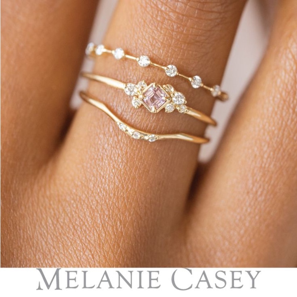 Melanie Casey Curved Wedding Band with Diamonds (size 6)